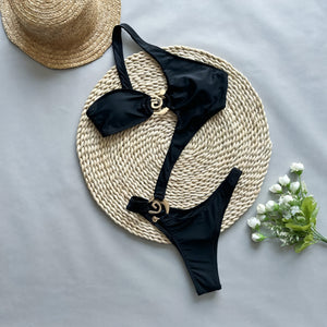 Women's One-Piece Swimsuit – Black, Decorative Hardware, Elegant-83767-78c91f07-bf58-48d8-a91c-fea901376fbe