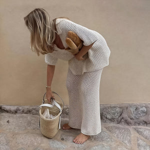 Women's Lightweight Knit Two-Piece Set – Button-Down Shirt & Pants, Loungewear Style-83778-2eb9767a-14a6-4d99-8a44-3811826ffc8f