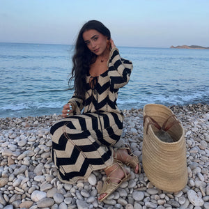 Women's Knit Dress – Chevron Pattern, Long Sleeve-83785-e569d523-10d9-4e10-a44b-ece8f932aba3