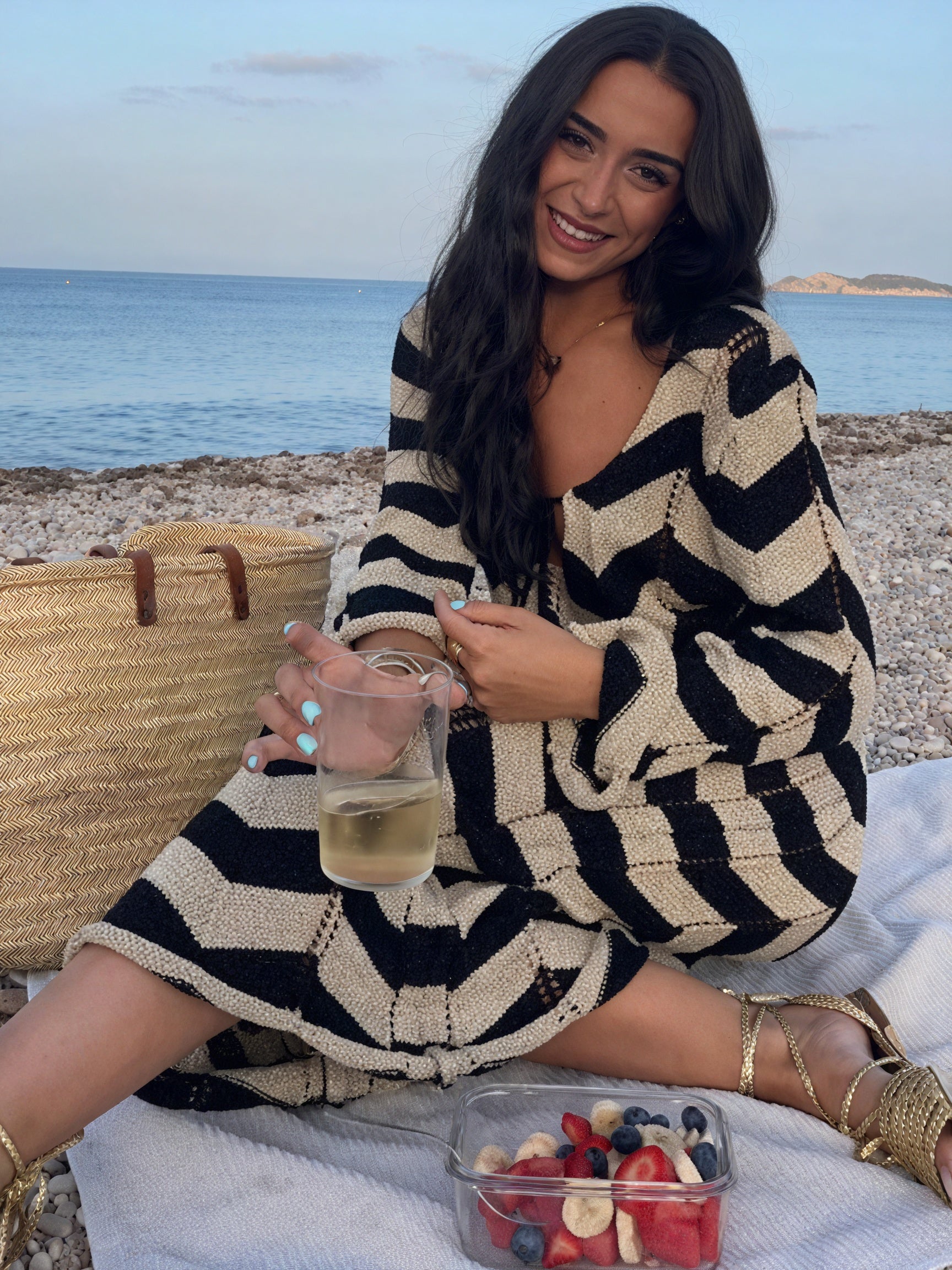 Women's Knit Dress – Chevron Pattern, Long Sleeve-83785-97dbb559-3b59-4d72-b2a2-04b88e42ce3c