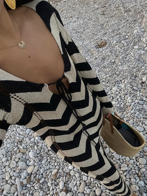 Women's Knit Dress – Chevron Pattern, Long Sleeve-83785-ceb59c37-a5b5-4761-8e16-553f8a3676af