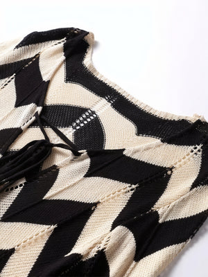 Women's Knit Dress – Chevron Pattern, Long Sleeve-83785-1f66fb26-1f63-4b3a-ade9-f6b36807cc72