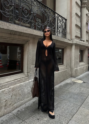 Women's Sheer Knit Maxi Dress – Long Sleeve Cutout Beach Cover-up-83803-8bdb5a37-c097-47a3-ac9b-88925d2b162b