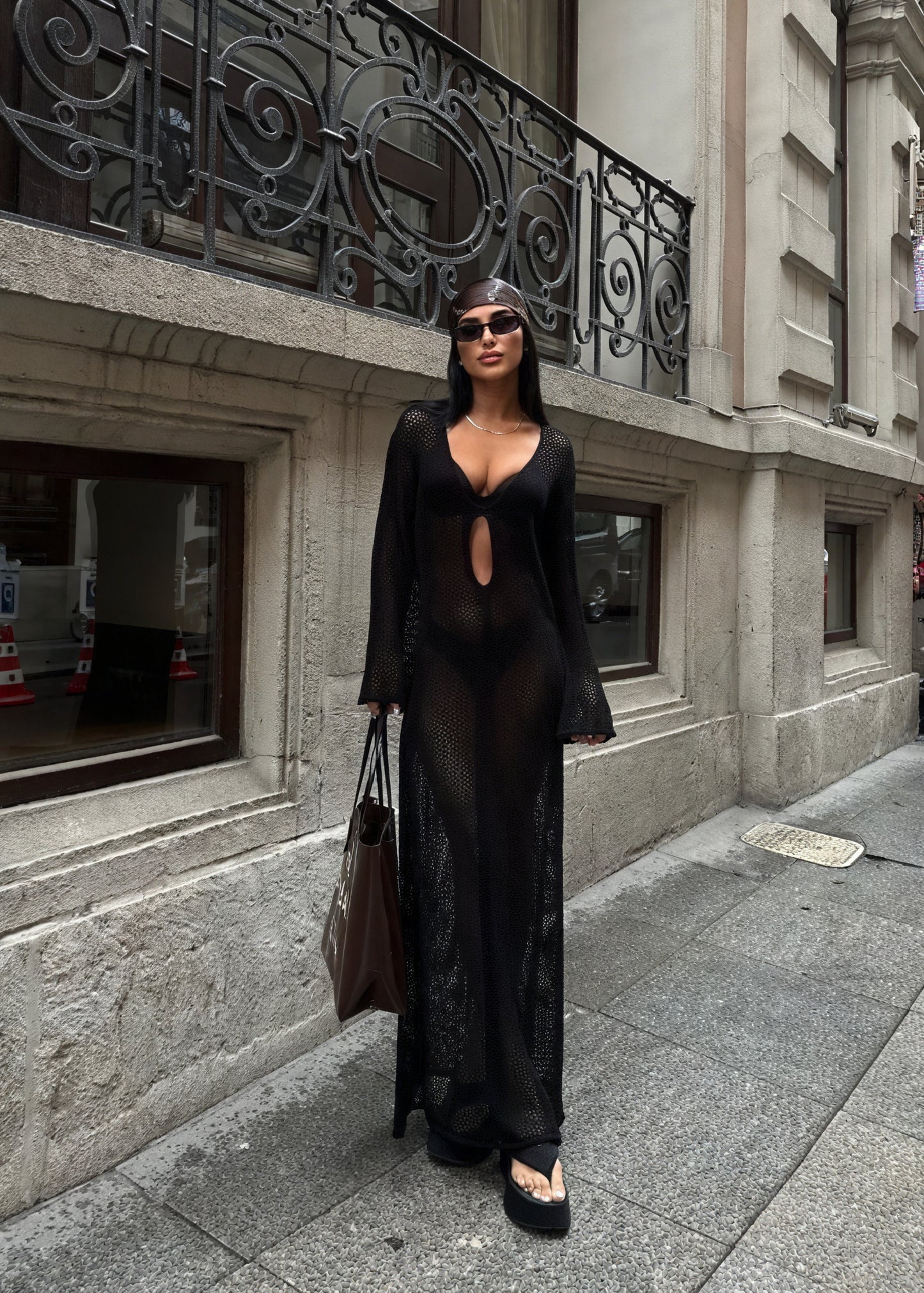 Women's Sheer Knit Maxi Dress – Long Sleeve Cutout Beach Cover-up-83803-8bdb5a37-c097-47a3-ac9b-88925d2b162b