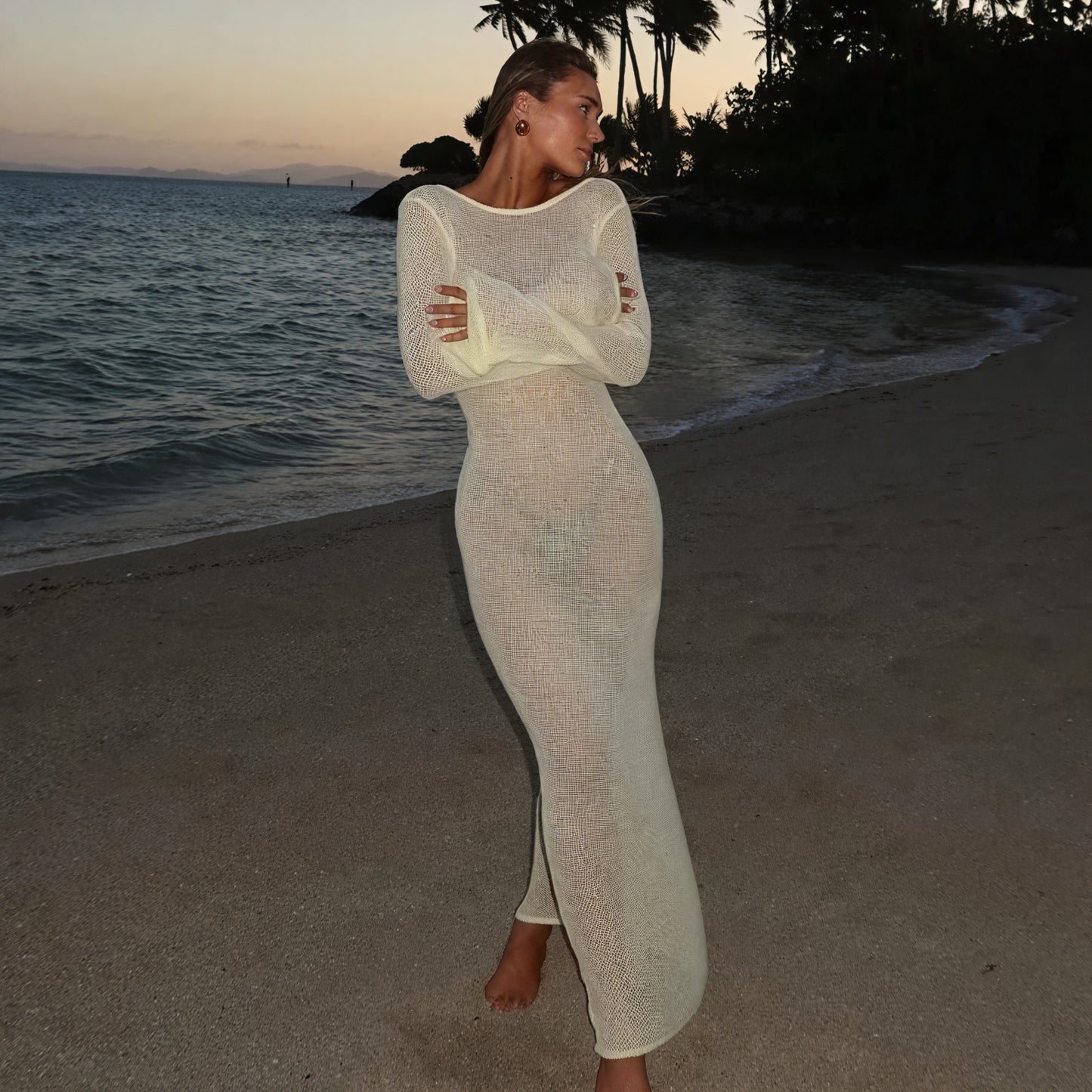 Women's Sheer Knit Maxi Dress – Long Sleeve Beach Cover-Up, Lightweight-83806-9b4a14d6-e950-4130-9407-6f6710ad7109