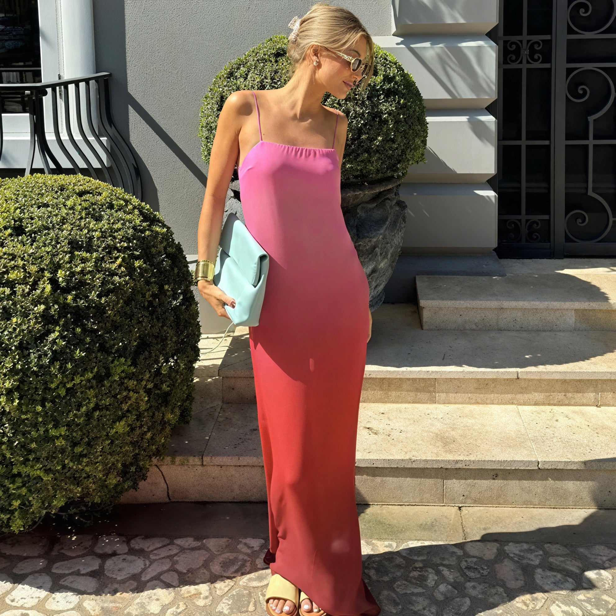 Women's Maxi Dress – Ombre Color Gradient, Sleeveless Spaghetti Strap-83812-347688bc-c49d-4c35-9ed2-907afd8e3796