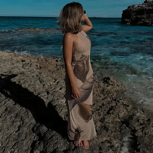 Women's Maxi Dress – Halter Neck, Textured Print, Floor-Length-83816-f9e47f60-6961-4a72-899d-1d20b7bc114b