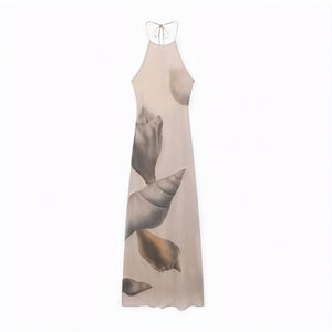Women's Maxi Dress – Halter Neck, Textured Print, Floor-Length-83816-c6fd10d8-1d1c-4919-aebf-cd88767b6090
