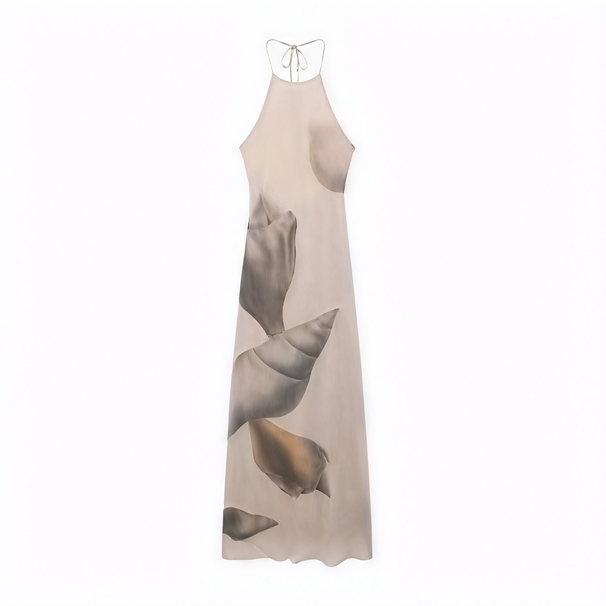 Women's Maxi Dress – Halter Neck, Textured Print, Floor-Length-83816-c6fd10d8-1d1c-4919-aebf-cd88767b6090