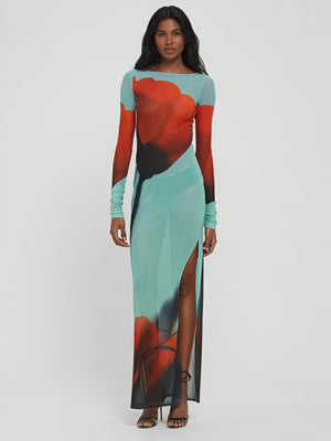 Women's Long Sleeve Maxi Dress – Colorful Artistic Print, Floor-Length-83850-7272b764-e785-44ad-9afa-d4bb447c62c9