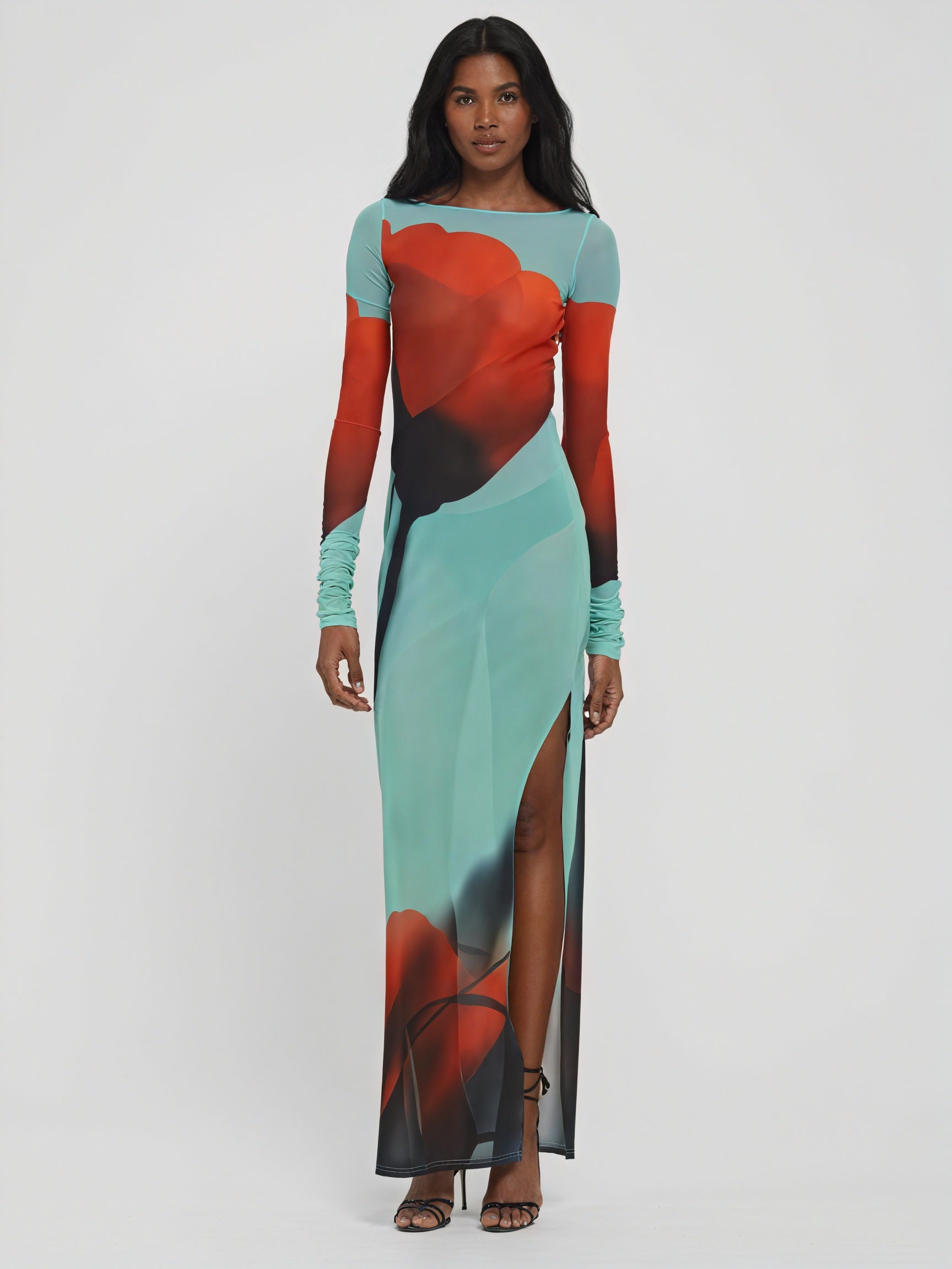 Women's Long Sleeve Maxi Dress – Colorful Artistic Print, Floor-Length-83850-7272b764-e785-44ad-9afa-d4bb447c62c9