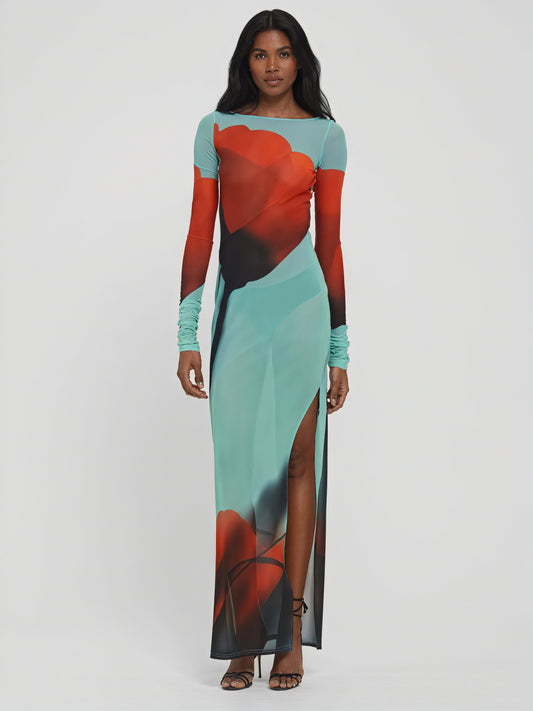 Women's Long Sleeve Maxi Dress – Colorful Artistic Print, Floor-Length-83850-7272b764-e785-44ad-9afa-d4bb447c62c9