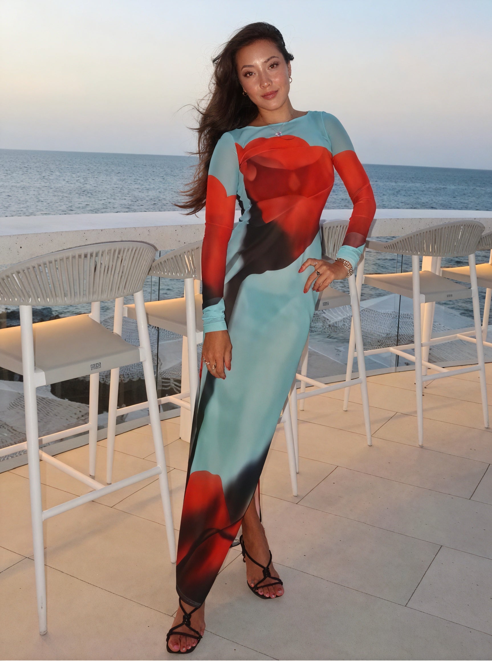 Women's Long Sleeve Maxi Dress – Colorful Artistic Print, Floor-Length-83850-cdb7dd40-8440-440f-b787-fed3dad92203