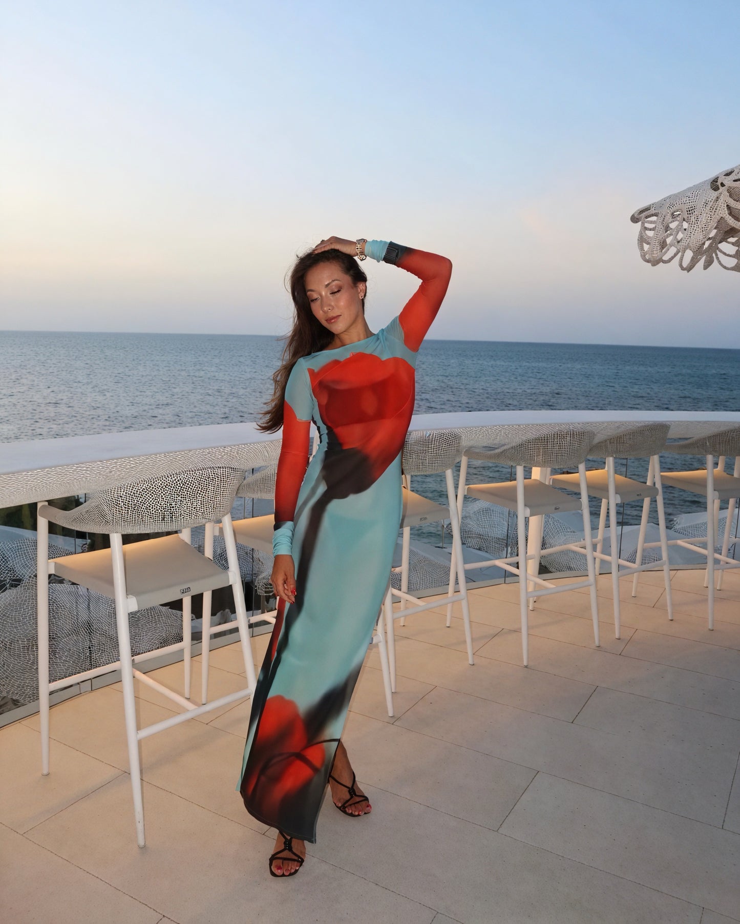 Women's Long Sleeve Maxi Dress – Colorful Artistic Print, Floor-Length-83850-1061870b-4007-4e8b-a1de-a714a38530cf
