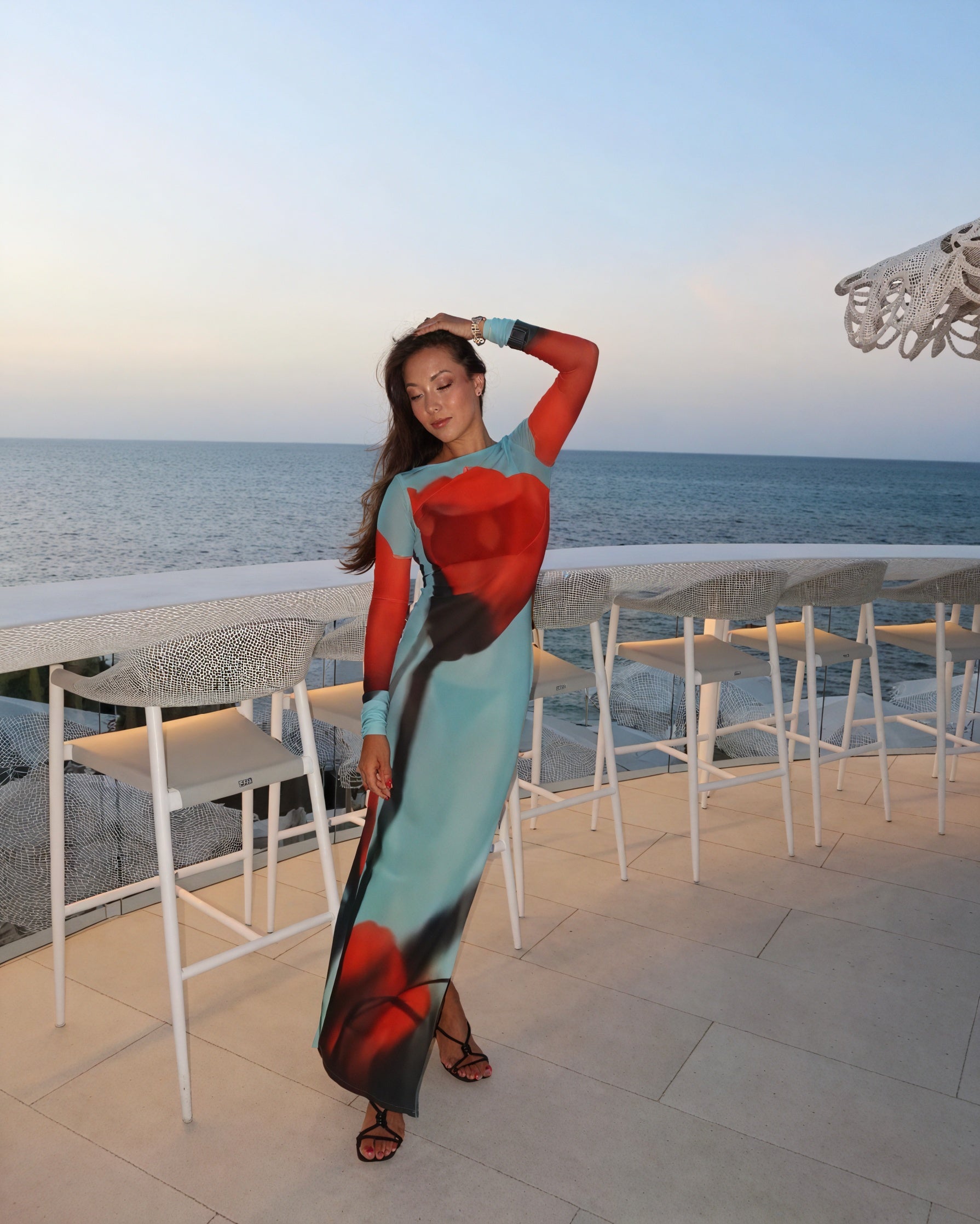 Women's Long Sleeve Maxi Dress – Colorful Artistic Print, Floor-Length-83850-1061870b-4007-4e8b-a1de-a714a38530cf