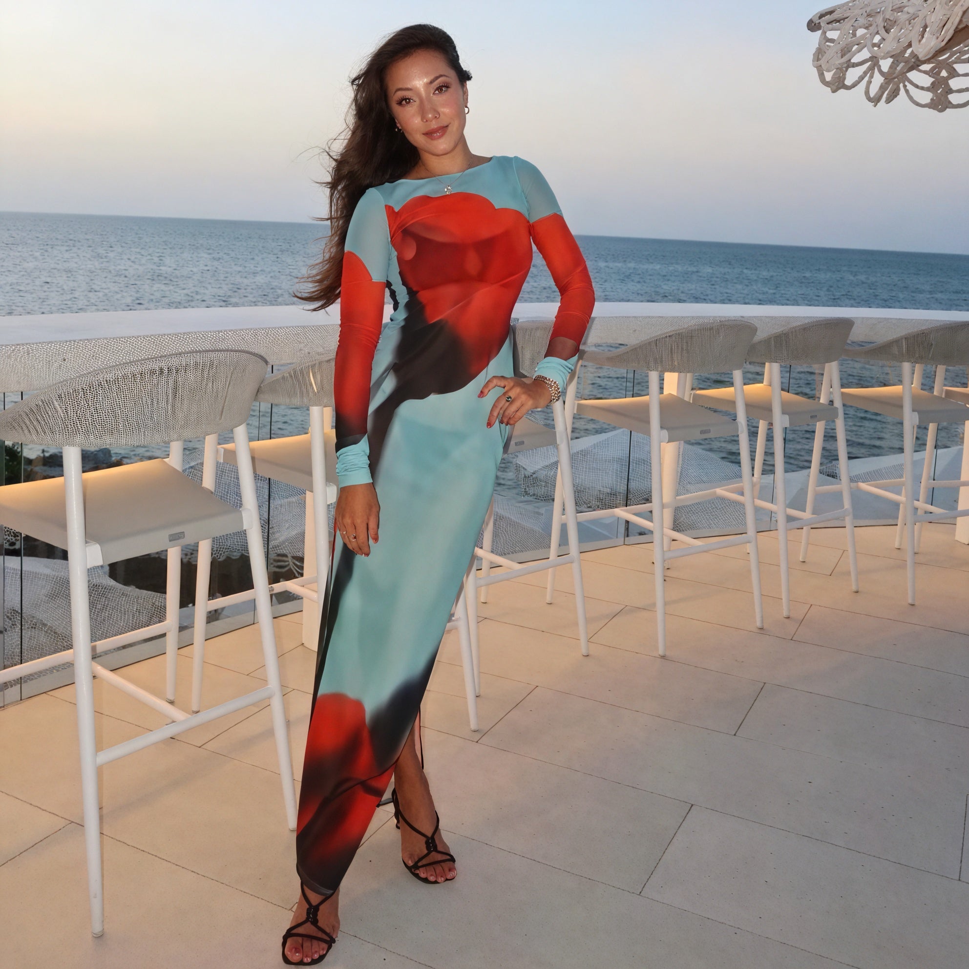 Women's Long Sleeve Maxi Dress – Colorful Artistic Print, Floor-Length-83850-63e419f8-2064-4b36-ba48-d5de17d647cc