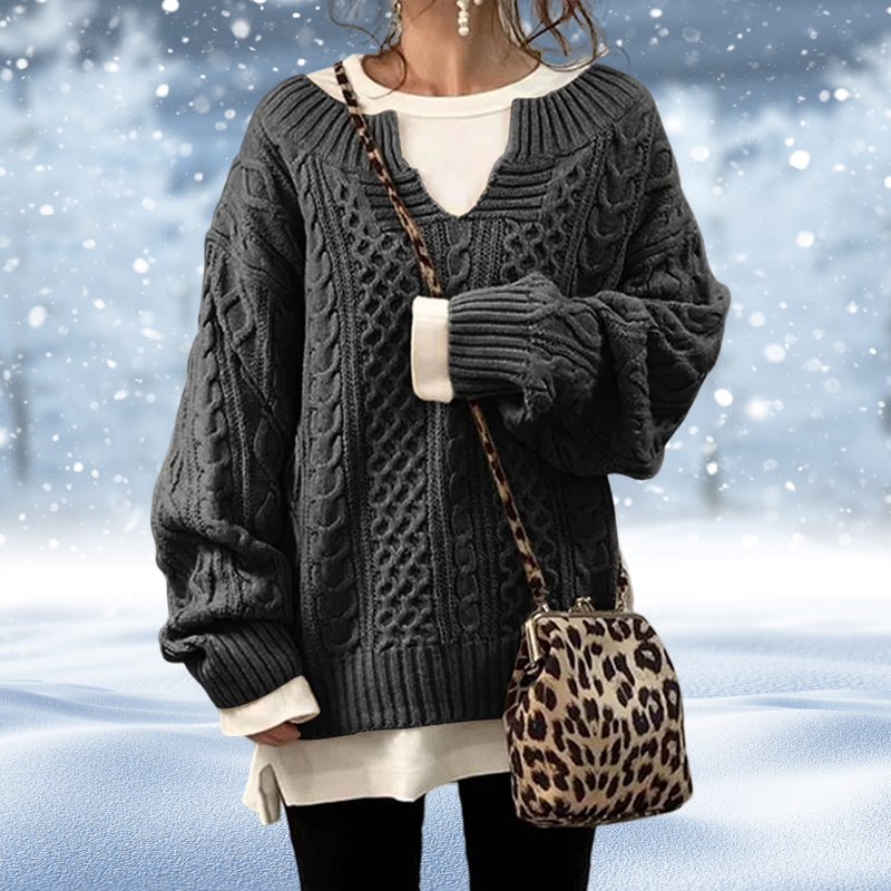 Women's Sweater Chunky Cable Knit V-Neck Long Sleeve-53262-f30cae20-b45f-4fc7-ae43-7cf0ae178071