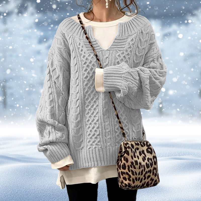 Women's Sweater Chunky Cable Knit V-Neck Long Sleeve-53262-7f336233-72f5-4bd7-868b-db2a9a508135