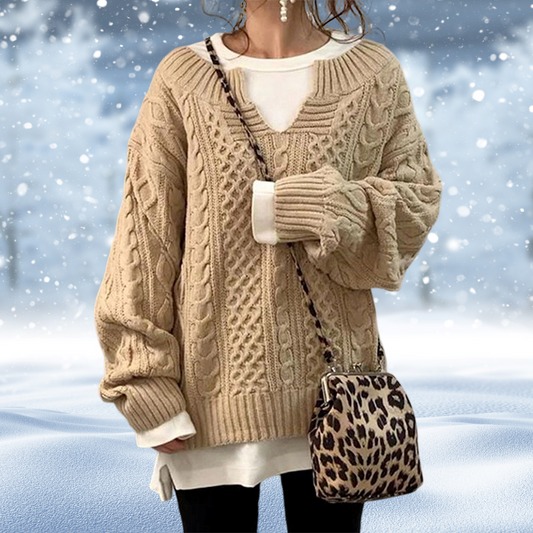 Women's Sweater Chunky Cable Knit V-Neck Long Sleeve-53262-efad0271-ea68-485c-995b-a6149e839b07