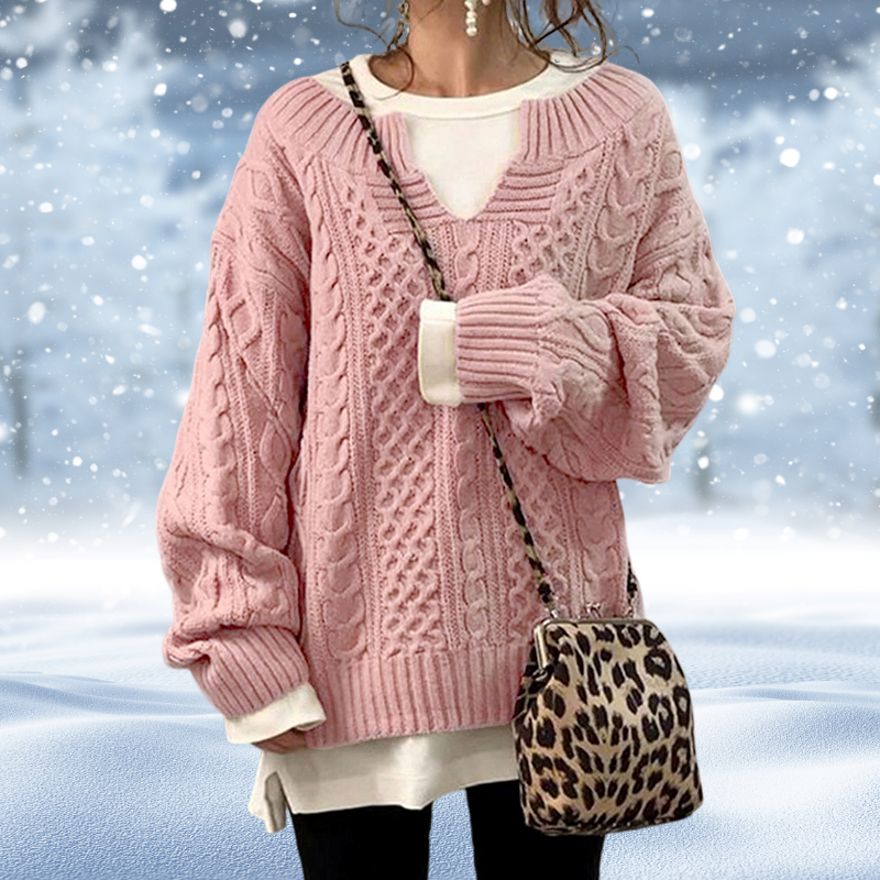 Women's Sweater Chunky Cable Knit V-Neck Long Sleeve-53262-498f32b6-086e-479b-9768-31e920504c96