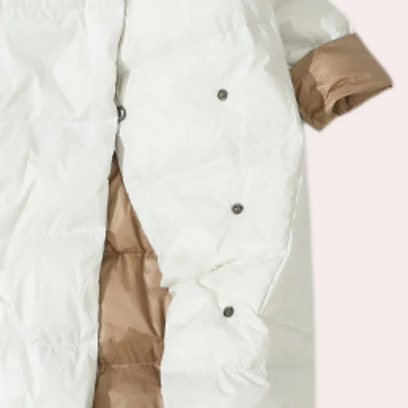 Women's Insulated Puffer Coat – Two-Tone, Oversized, Mid-Calf Length-54885-58562551808330