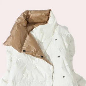 Women's Insulated Puffer Coat – Two-Tone, Oversized, Mid-Calf Length-54885-58562553184586