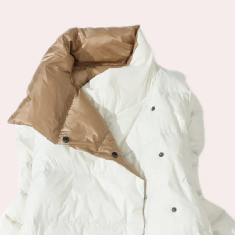 Women's Insulated Puffer Coat – Two-Tone, Oversized, Mid-Calf Length-54885-58562553184586