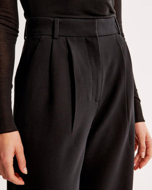 Women's High-Waisted Wide-Leg Pleated Trousers - Smooth Fabric, Modern Minimalist Style-83175-de69101b-74d4-4c20-a410-1268a1179ff1